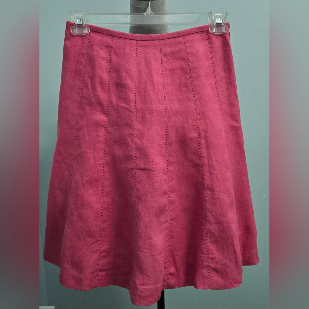 *final price* Talbots 100% Irish Linen pink A-line multi-gore skirt sz 4P
